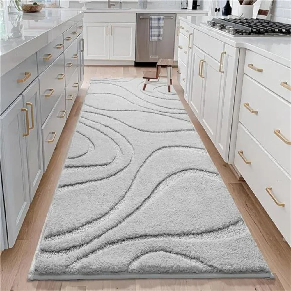 Large Bathroom Rug Runner 24x60 Soft Microfiber Non Slip Absorbent Bath Mat Grey